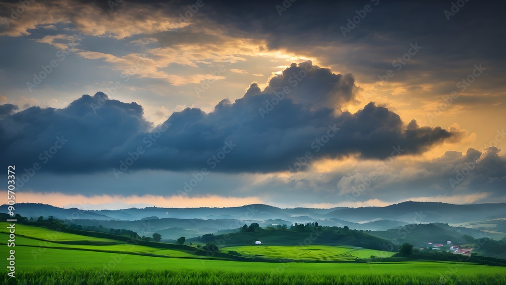 Fototapeta premium Serene Blue Sky with Fluffy White Clouds