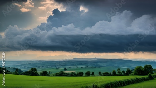 Serene Blue Sky with Fluffy White Clouds