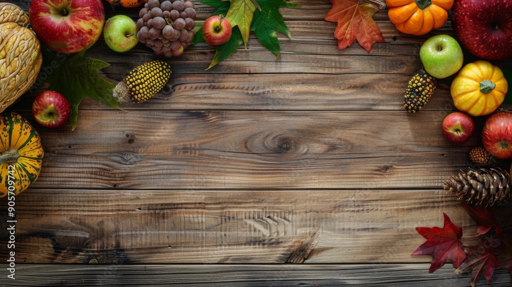Thanksgiving day wood banner backgroound top view illustration generated by ai