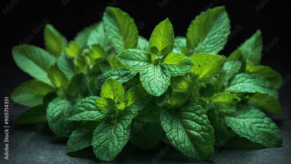 Fresh mint leaves isolated on black background Fresh mint leaves isolated on black background