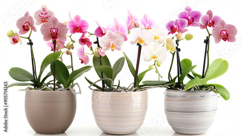 Wallpaper Mural Stunning orchids in pots showcasing vibrant colors. Perfect for home decor and gardening enthusiasts. Torontodigital.ca