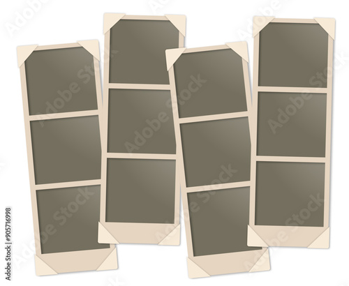 4 strip vintage photo vector realistic with white corners