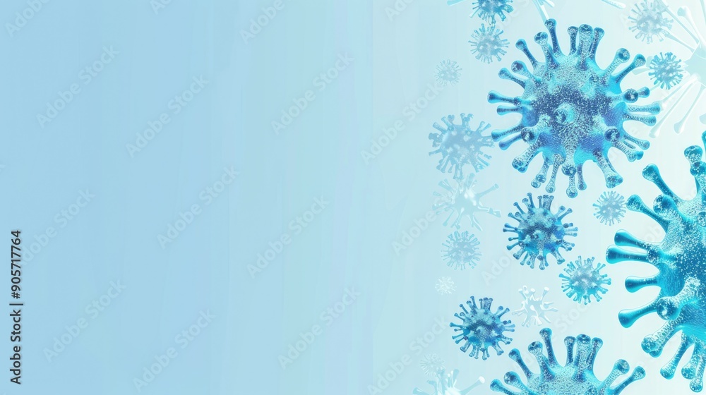 Covid-19 Updates: Health News on Light Blue Banner With Blue Virus Graphics Covid-19 Updates: Health News on Light Blue Banner With Blue Virus Graphics