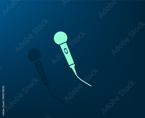 Vector illustration with shadow on blue background with gradient