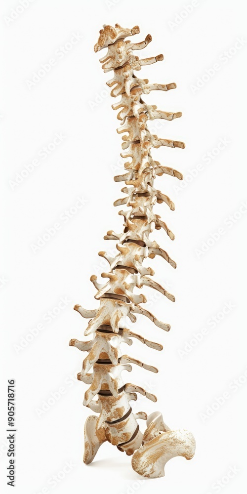 Obraz premium Side View Of Spine. Human Spine Anatomy in X-ray Style on White Background