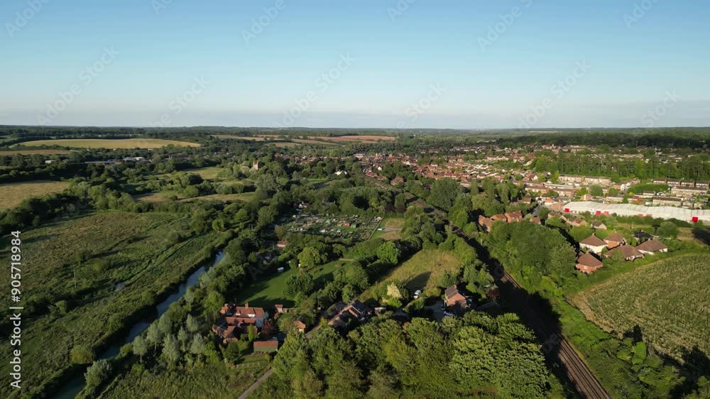 Aerial view, green fields, Hungerford UK Aerial view, green fields, Hungerford UK