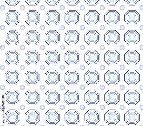 A seamless geometric wallpaper pattern design featuring a vintage vector illustration. The texture art showcases a retro hexagon tile ornament, creating a stylish backdrop
