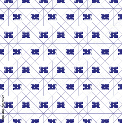 A seamless geometric wallpaper pattern design featuring a vintage vector illustration. The texture art showcases a retro hexagon tile ornament, creating a stylish backdrop