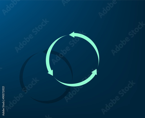 Vector illustration with shadow on blue background with gradient