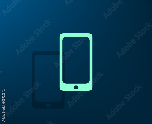Vector illustration with shadow on blue background with gradient