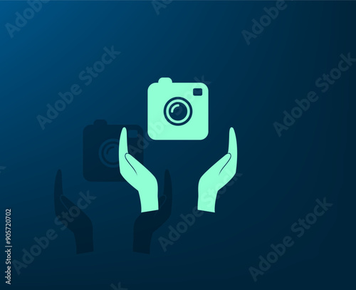 Vector illustration with shadow on blue background with gradient