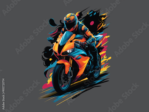 Extreme dirt bike cartoon vector illustration biker 