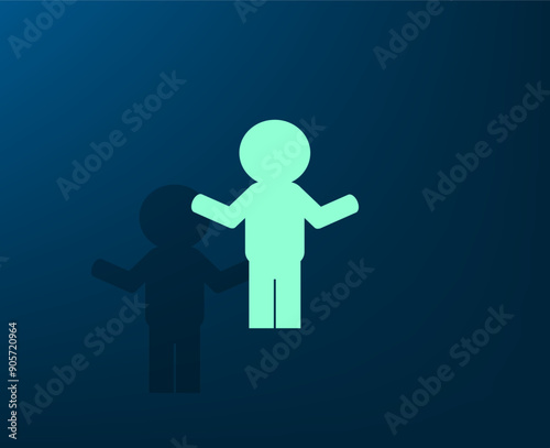Vector illustration with shadow on blue background with gradient