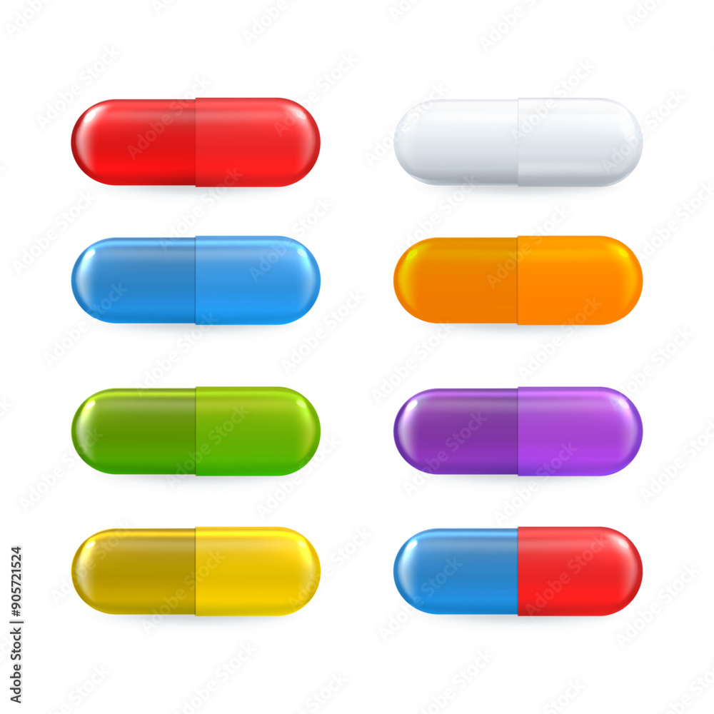 Vector 3d realistic medical pill icon set. Medical capsules, vitamins for healthcare EPS 10 Vector 3d realistic medical pill icon set. Medical capsules, vitamins for healthcare EPS 10