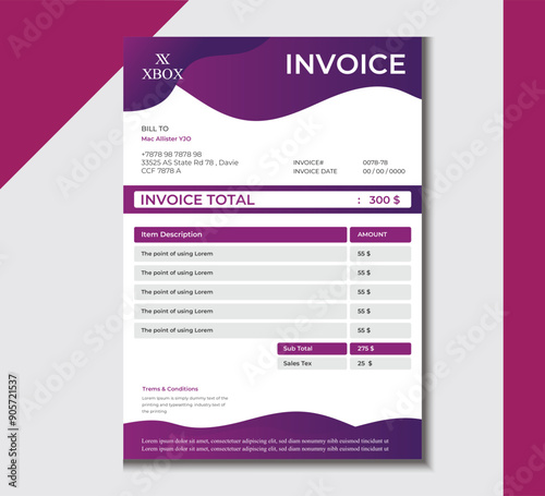 Invoice design template , Modern Invoice design template .