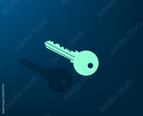 Vector illustration with shadow on blue background with gradient