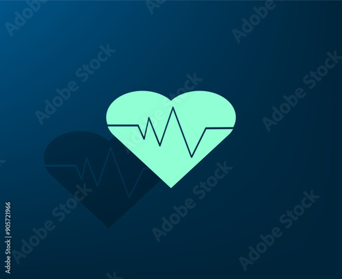 Vector illustration with shadow on blue background with gradient