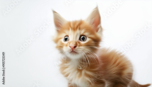 Red kitten white background 