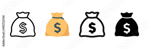Dollar sign. Usd vector icon. Us dollar symbol. Money bag isolated.