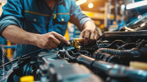 Mechanic Working on Car Engine © ari