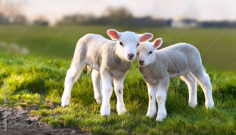 front view of a small lamb at amsterdam the netherlands 5 5 2024two small lambs lying in the grass at abcoude the netherlands 5 5 2025
