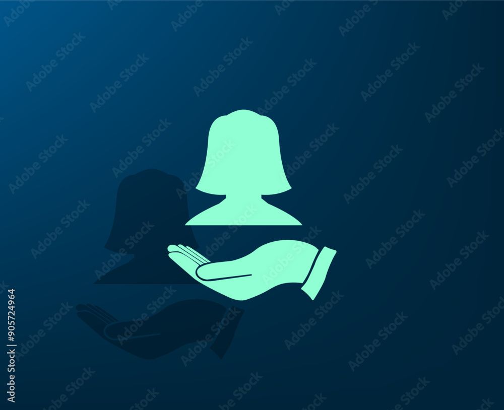 Fototapeta premium Vector illustration with shadow on blue background with gradient