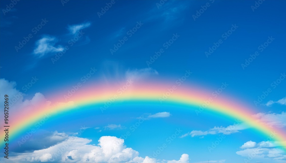 beautiful classic rainbow across in the blue sky after the rain beautiful classic rainbow across in the blue sky after the rain