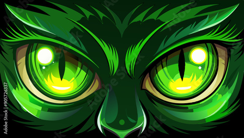 Vibrant Green Eyes Illustrations Artistic Owl Features Beauty 
