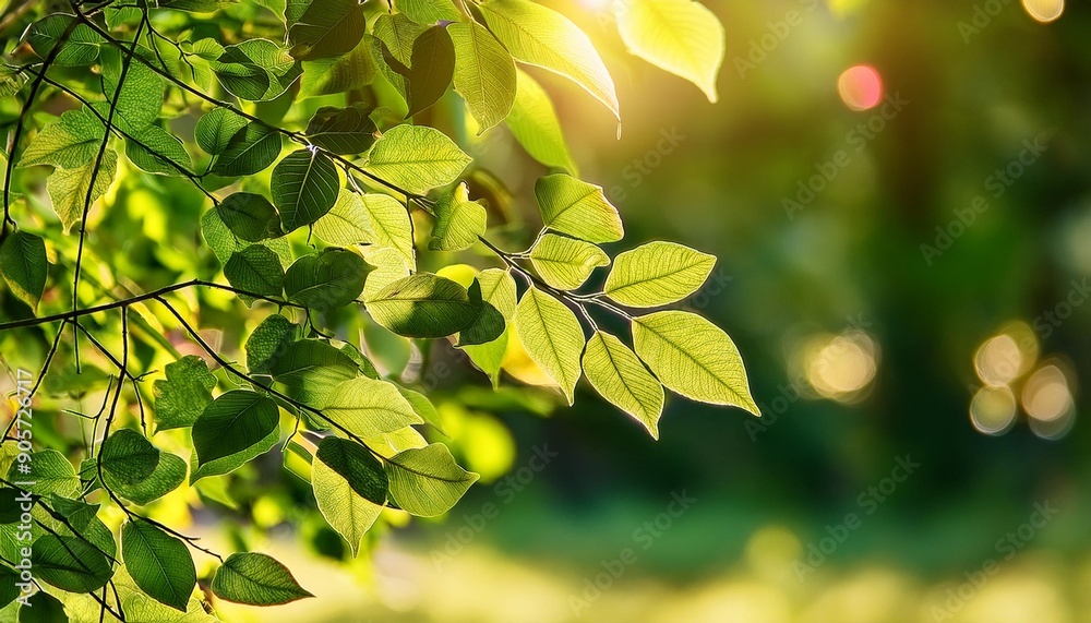 Obraz premium scenic nature view with leaves in the background