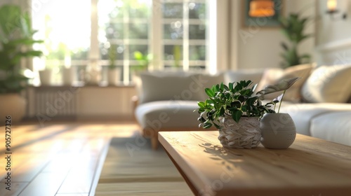 modern living room with lshaped window and natural elements photo