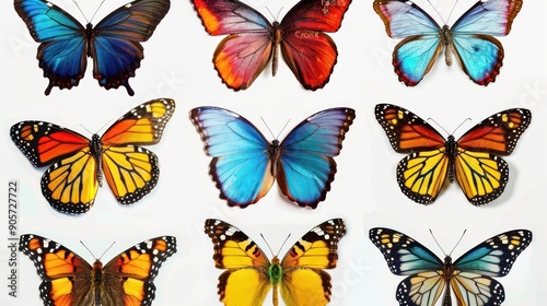 Collection of Colorful Butterflies