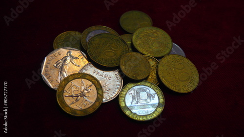 French coins, French francs, prior to the euro. photo