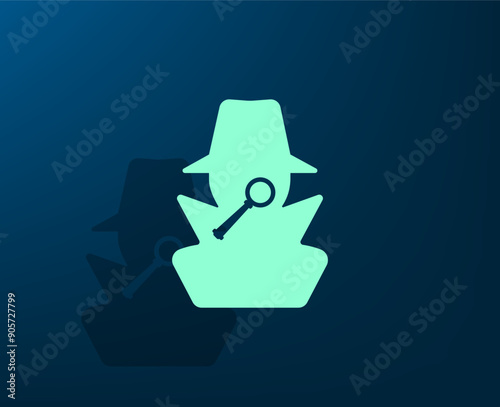 Vector illustration with shadow on blue background with gradient