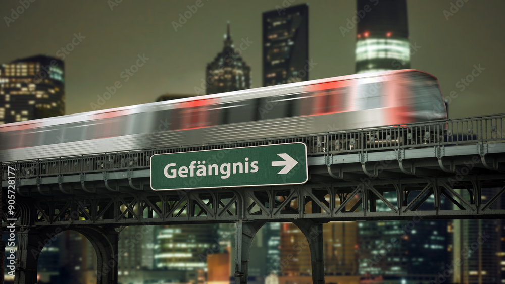 Fototapeta premium Signposts the direct way to Prison