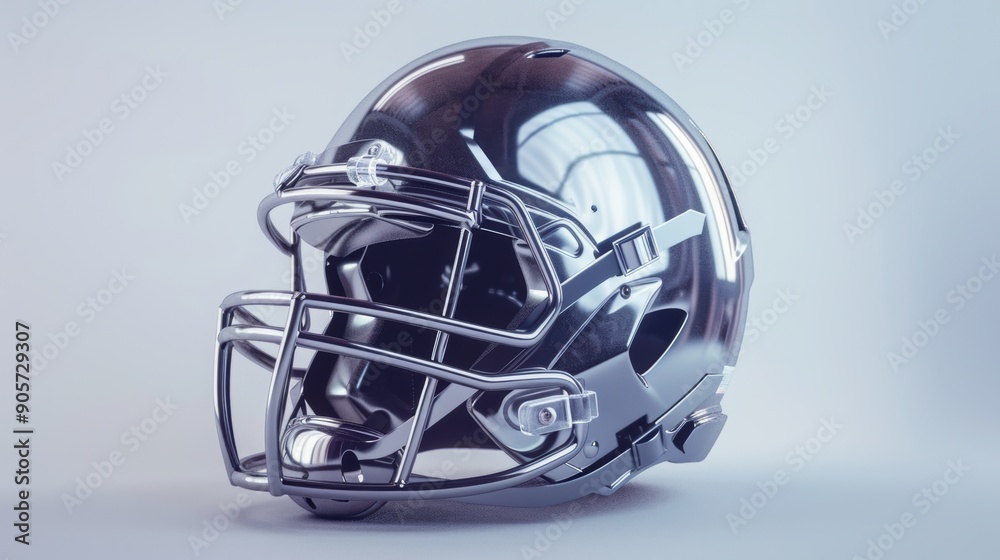 Shiny Silver Football Helmet Reflective Surface
