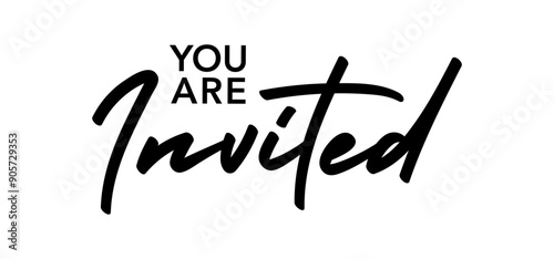 You are invited invitation design for card, elegant calligraphic typo