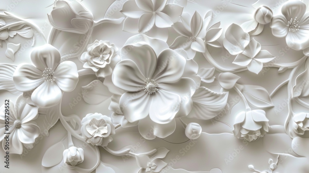 White Floral 3D Wall Art White Floral 3D Wall Art