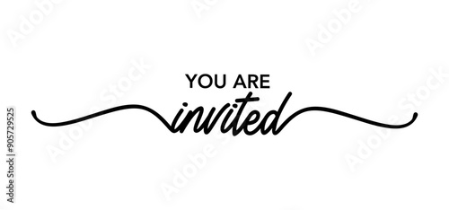 You are invited invitation design for card, elegant calligraphic typo
