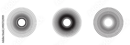 Radial circle lines. Circular radiating lines geometric design element. line burst vector illustration