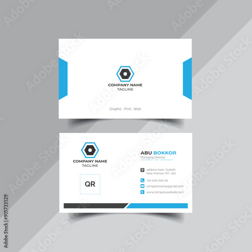 Clean professional modern business card design template.