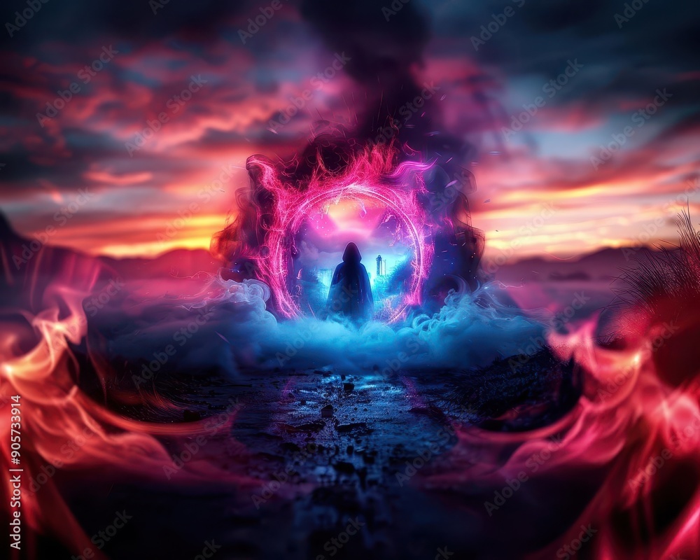 Spirit world with ethereal beings floating in mist, Fantasy, Neon hues, Digital art Spirit world with ethereal beings floating in mist, Fantasy, Neon hues, Digital art