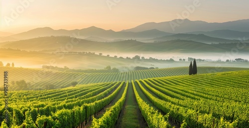 Wallpaper Mural Sunrise Over Rolling Vineyards in the Countryside Torontodigital.ca