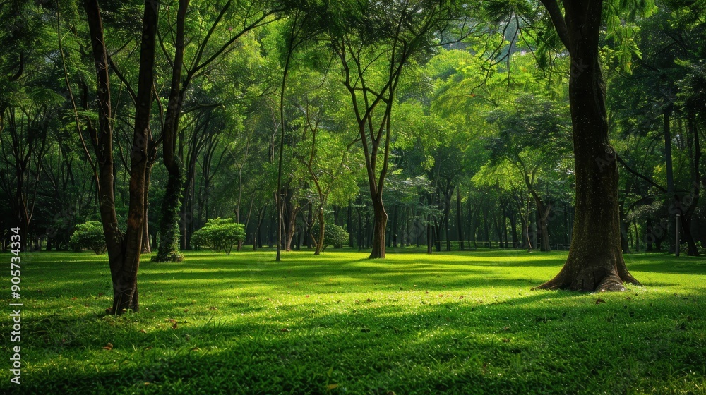 Tranquil Forest with Lush Greenery and Sunlight Tranquil Forest with Lush Greenery and Sunlight