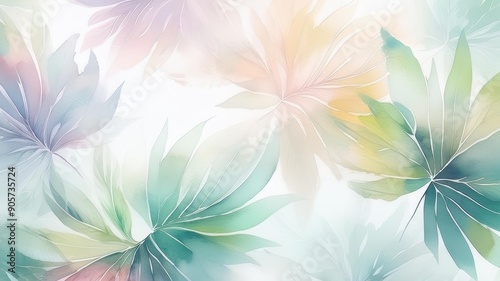 hojas tropicales estilo acuarela. fondo blanco.
