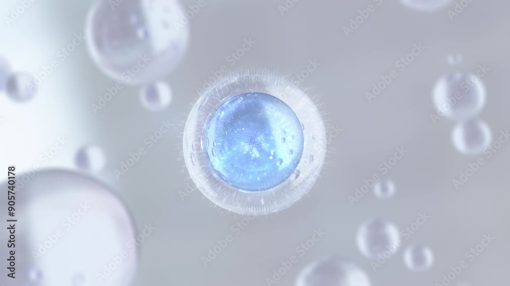 The ingredients of Macro Shot mix to form a serum. A drop of the cosmetic serum is mixed in a molecule contained in a liquid bubble. The ingredients of Macro Shot mix to form a serum. A drop of the cosmetic serum is mixed in a molecule contained in a liquid bubble.