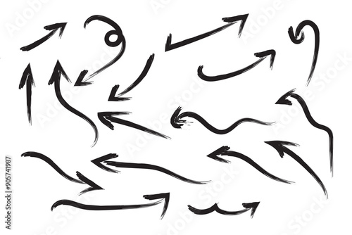 grunge arrow vector. grunge arrow brush.grunge arrow paint. Hand drawn style with brush and pencil strokes.