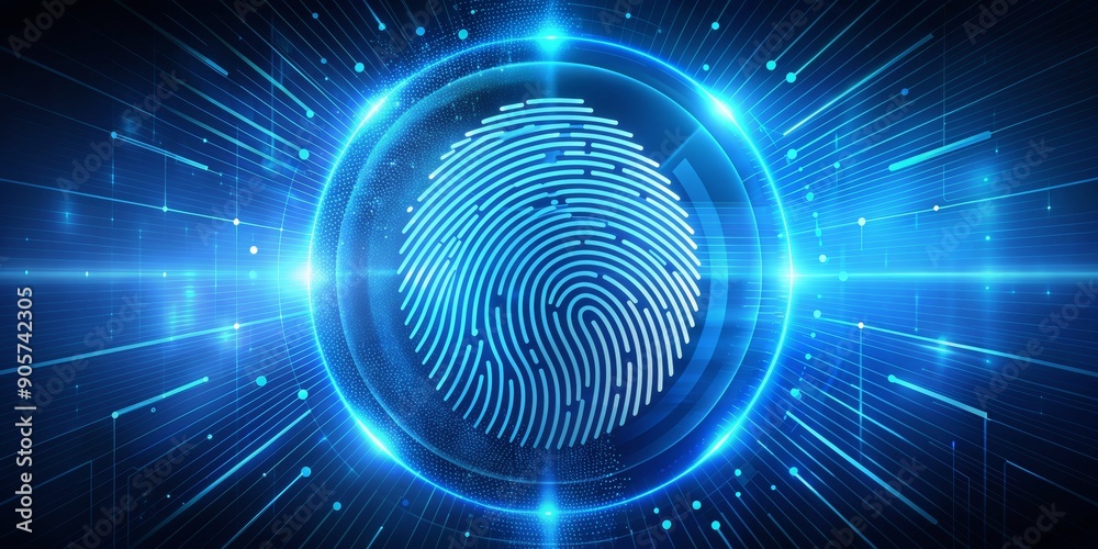 Digital Fingerprint in a Glowing Circle, cybersecurity , biometric , authentication , technology Digital Fingerprint in a Glowing Circle, cybersecurity , biometric , authentication , technology