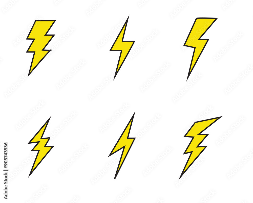 Set lightning bolt. Thunderbolt flat style - stock vector. Lightning icon set. Set lightning bolt. Thunderbolt flat style - stock vector. Lightning icon set.