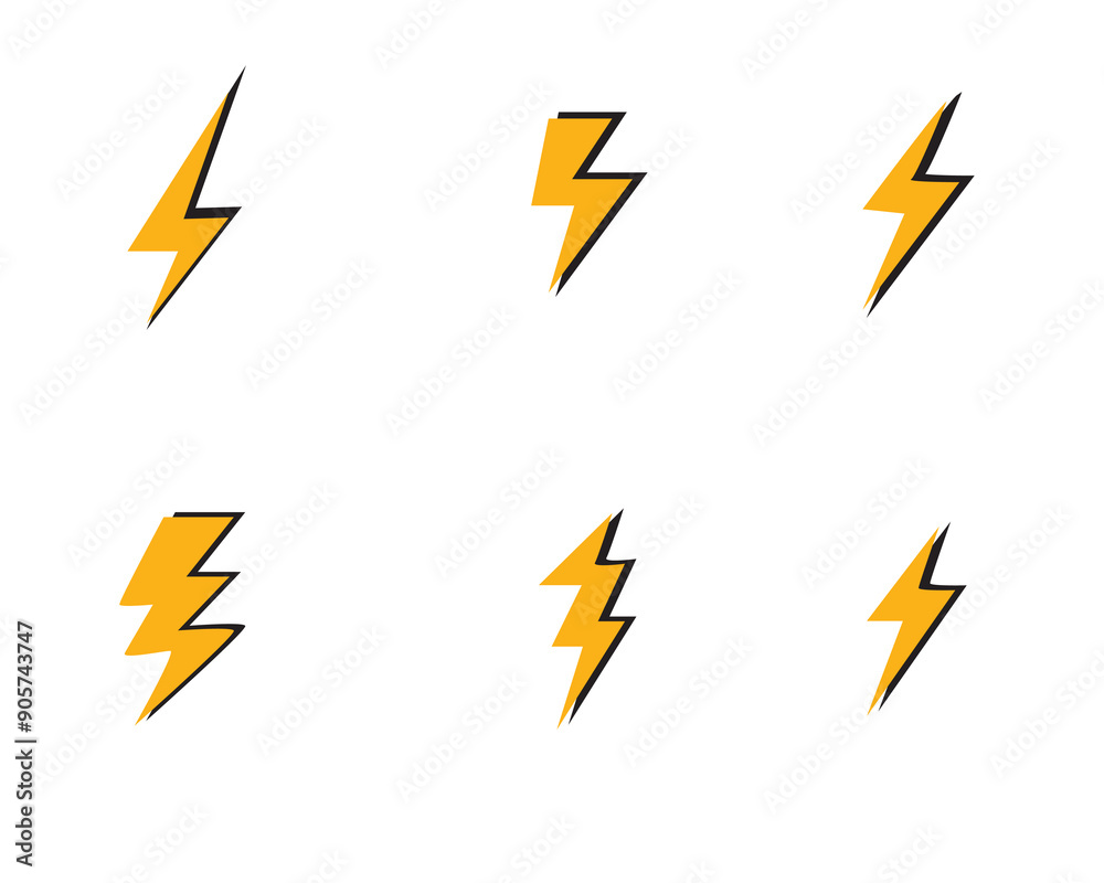 Thunder bolt flash icon, yellow flash lightning bolt icon. vector illustration. Thunder bolt flash icon, yellow flash lightning bolt icon. vector illustration.