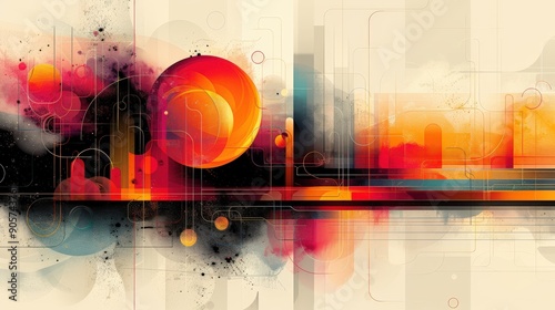 abstract contemporary business background with modern and retro art elements